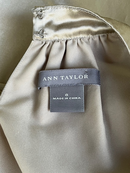 Ann Taylor Silk Cotton Peplum Halter Top w/ Self-Tie Waist in Antique Gold Sz 8 - Picture 10 of 12